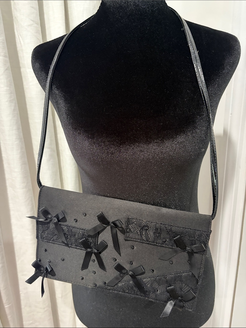 Prabal Gurung for Target Black Satin Bow Clutch Shoulder Bag